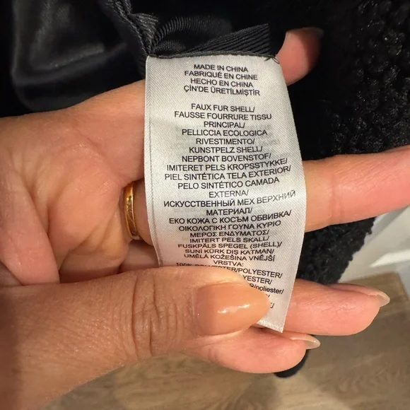 Ralph Lauren faux fur black coat. Women’s Sherpa jacket large L small lining fix - Picture 7 of 11
